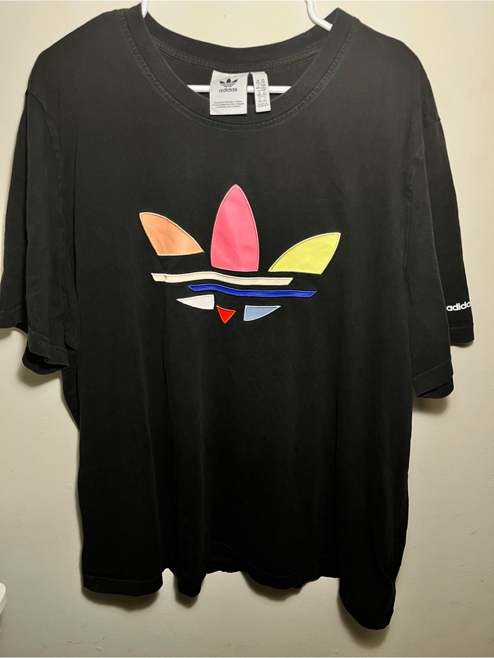adidas Black Tee with Multicolor Embroidery logo